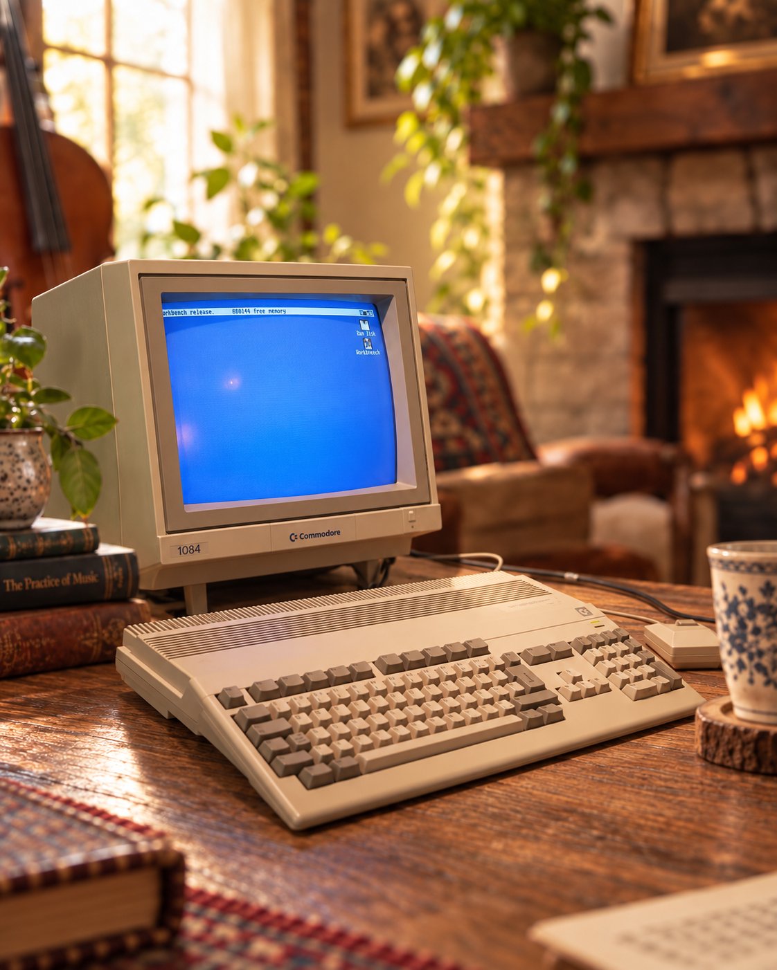 Commodore Amiga 500 with 1084S monitor and original mouse