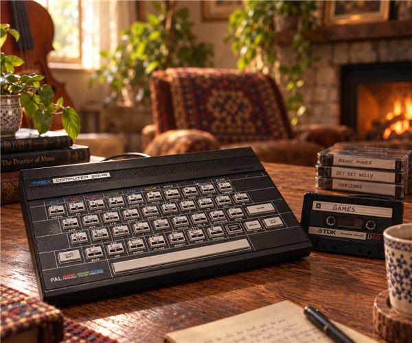 Timex Computer 2048 com leitor de cassetes e jogos